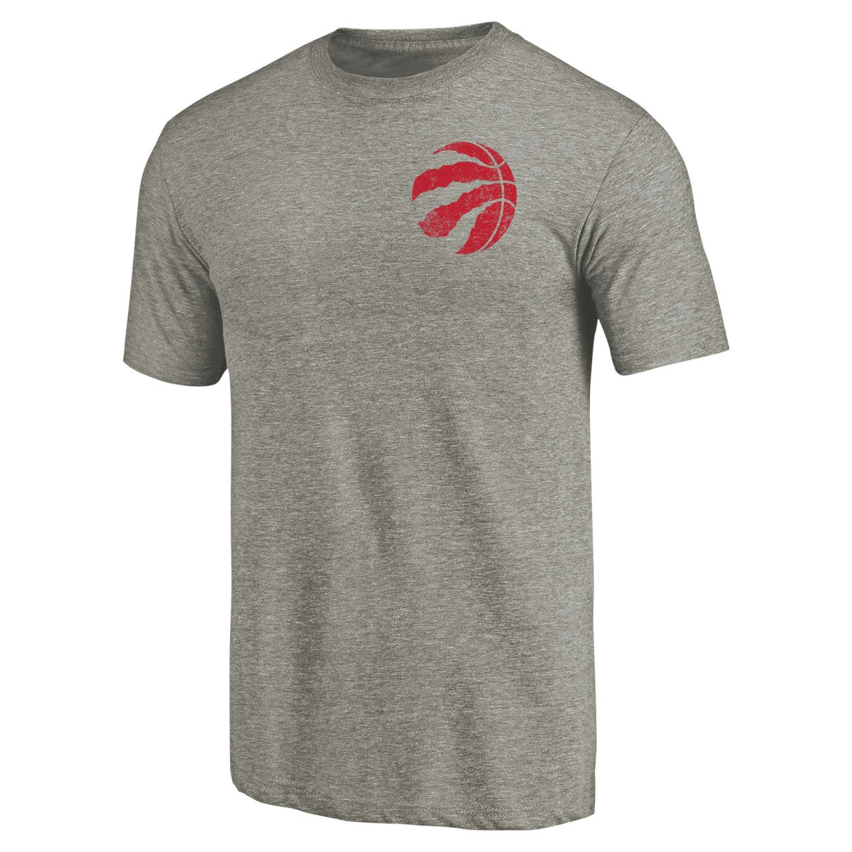 NBA - Toronto Raptors Primary Logo Left Chest Distressed Tri-Blend T-Shirt - Gray