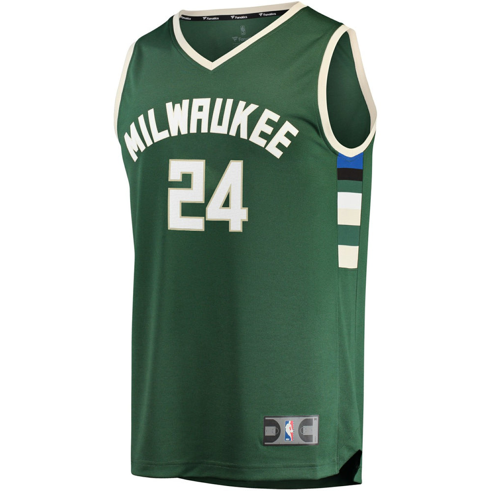 Fanatics - Pat Connaughton Milwaukee Bucks Fast Break Replica Jersey - Icon Edition - Hunter Green