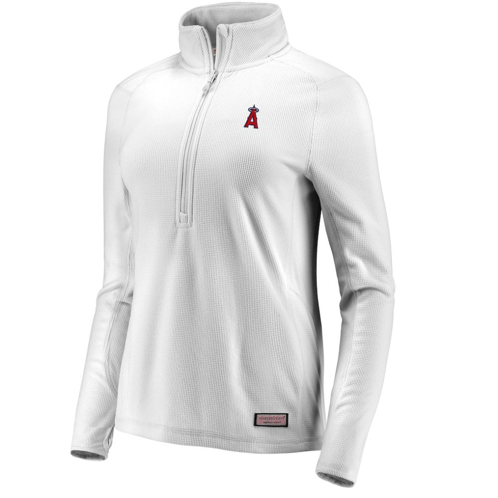 Los Angeles Angels Vineyard Vines Women's Performance Grid Half-Zip Pullover Top Sale