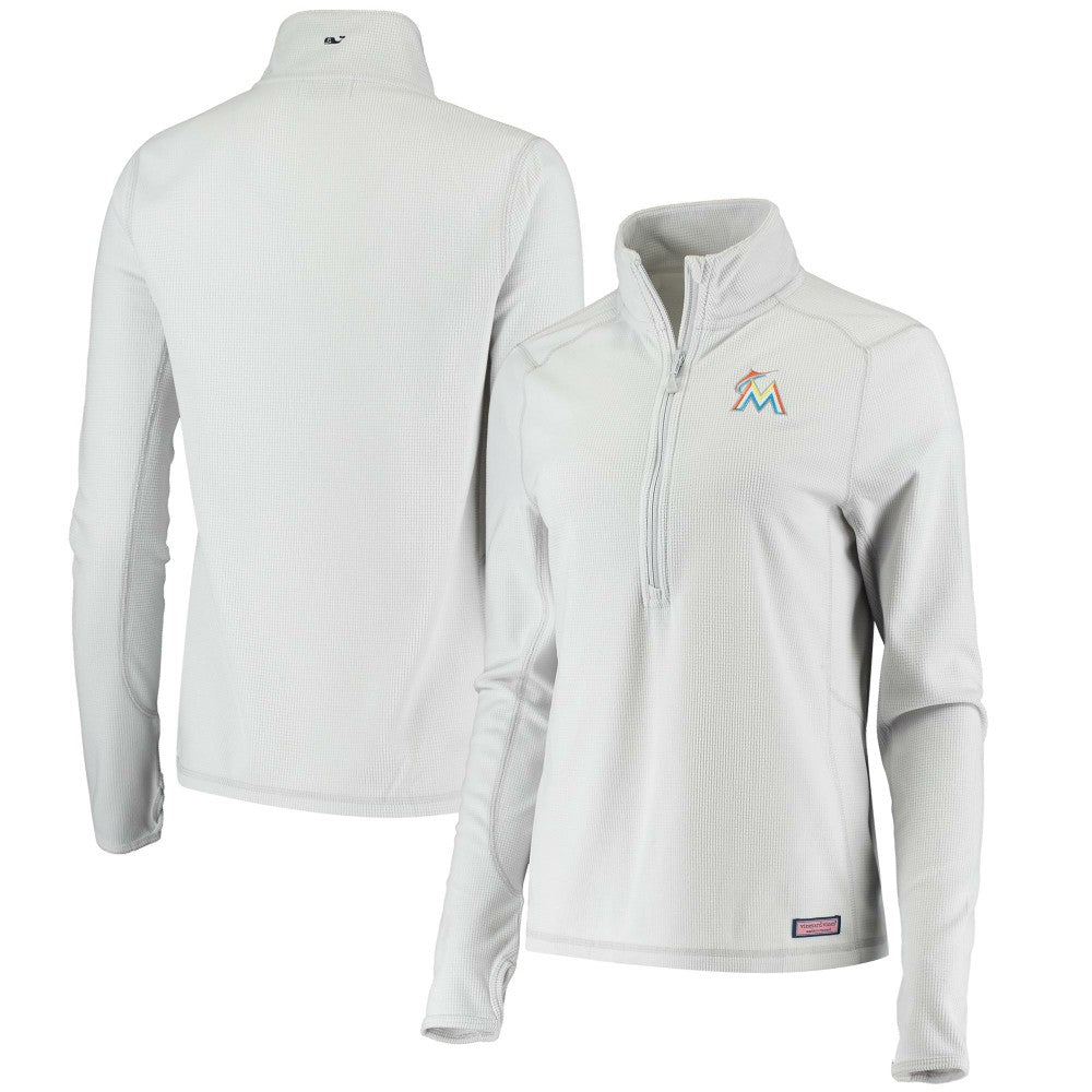Miami Marlins Vineyard Vines Women's Performance Grid Half-Zip Pullover Top Lifestyle