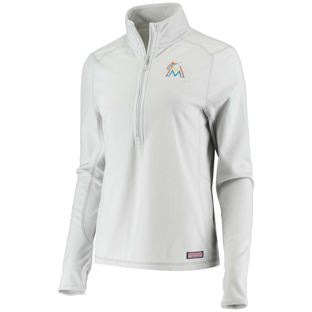 Miami Marlins Vineyard Vines Women's Performance Grid Half-Zip Pullover Top Lifestyle