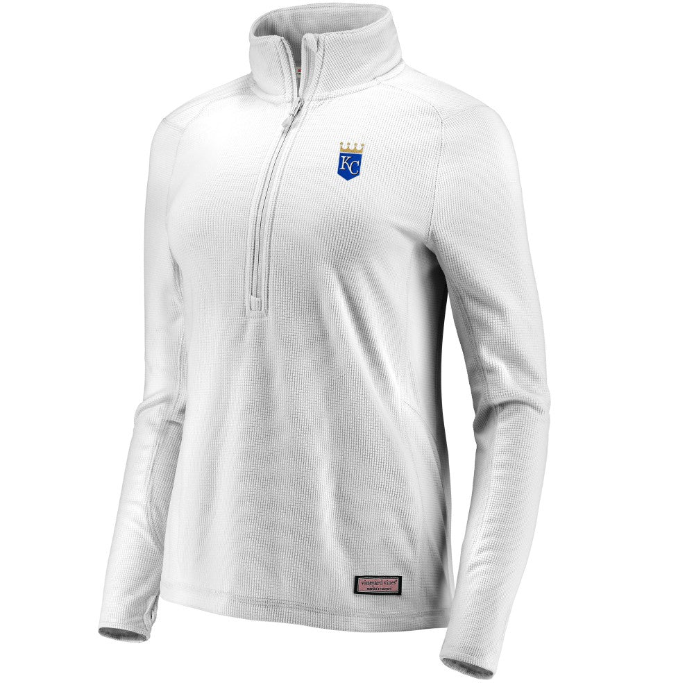 Kansas City Royals Vineyard Vines Women's Performance Grid Half-Zip Pullover Top Lifestyle