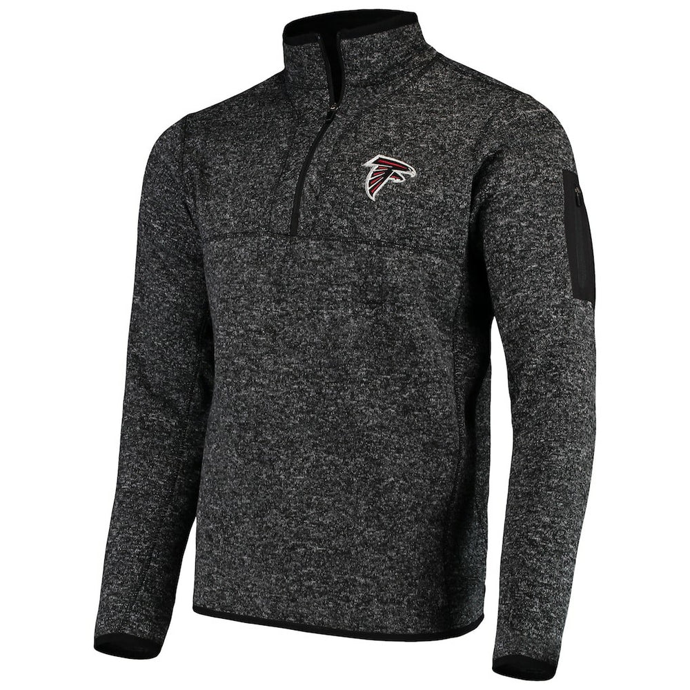 Atlanta Falcons Antigua Fortune Quarter-Zip Pullover Jacket Heather Black - NFL