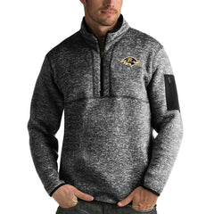 Baltimore Ravens Antigua Fortune Quarter-Zip Pullover Jacket Heather Black - NFL