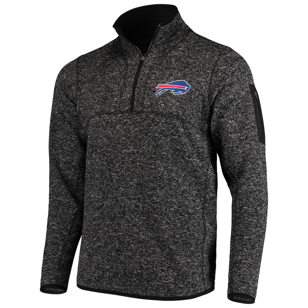 Buffalo Bills Antigua Fortune Quarter-Zip Pullover Jacket Heathered Black - NFL