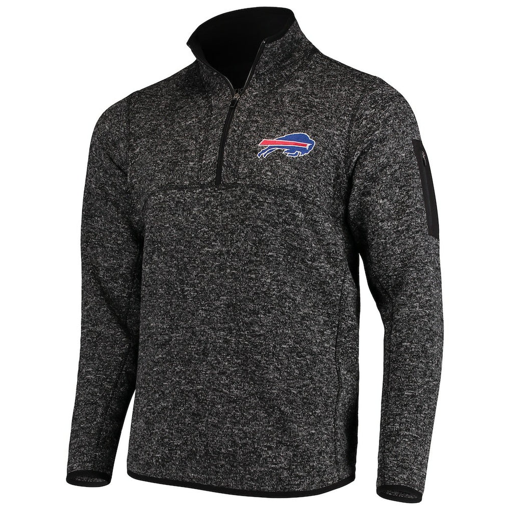 Buffalo Bills Antigua Fortune Quarter-Zip Pullover Jacket Heathered Black - NFL