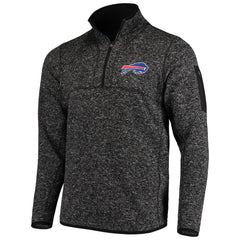 Buffalo Bills Antigua Fortune Quarter-Zip Pullover Jacket Heathered Black - NFL