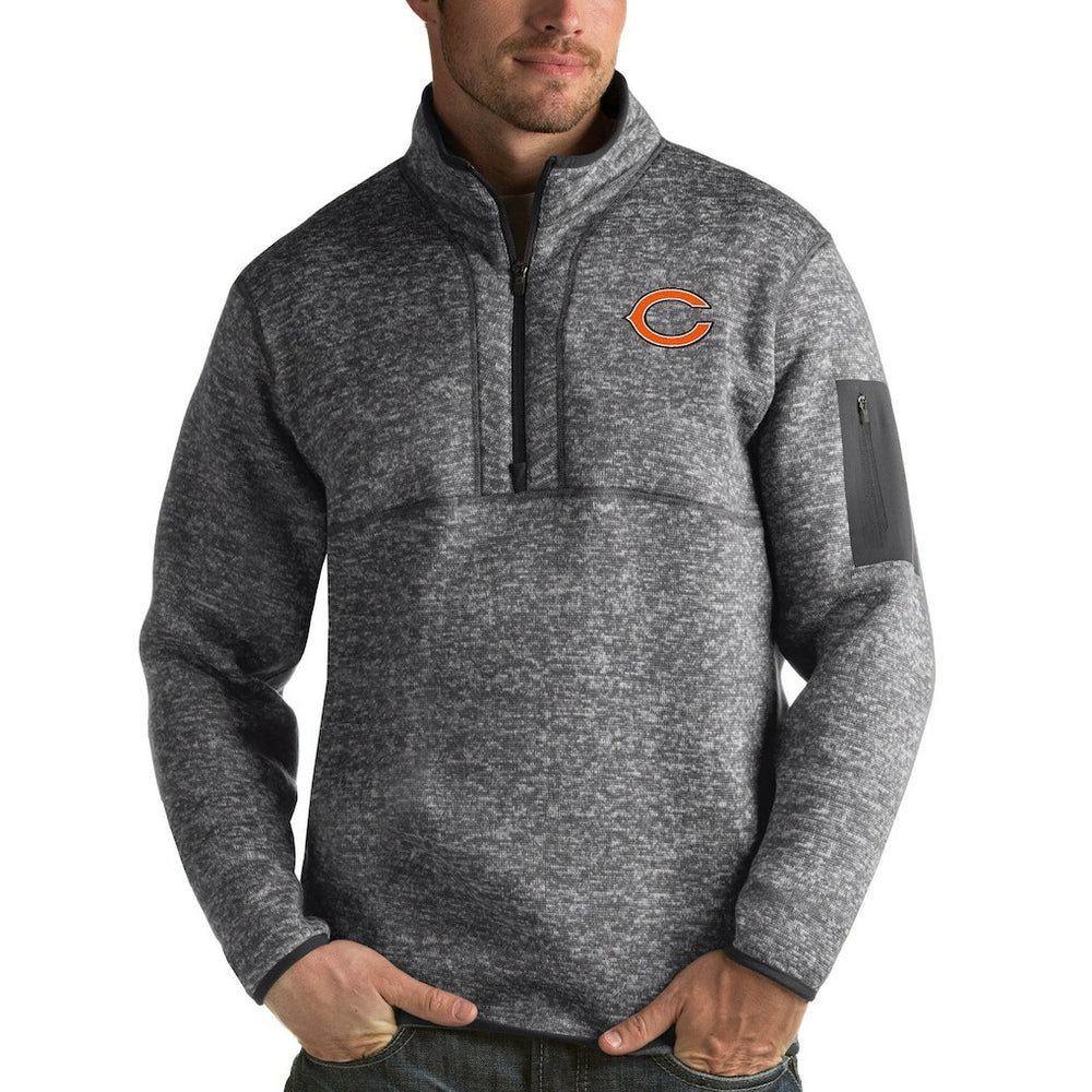 Chicago Bears Antigua Fortune Quarter-Zip Pullover Jacket Charcoal - NFL