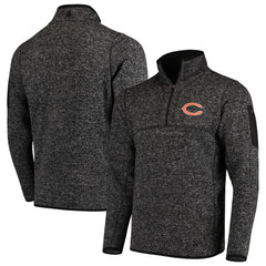 Chicago Bears Antigua Fortune Quarter-Zip Pullover Jacket Heather Black - NFL