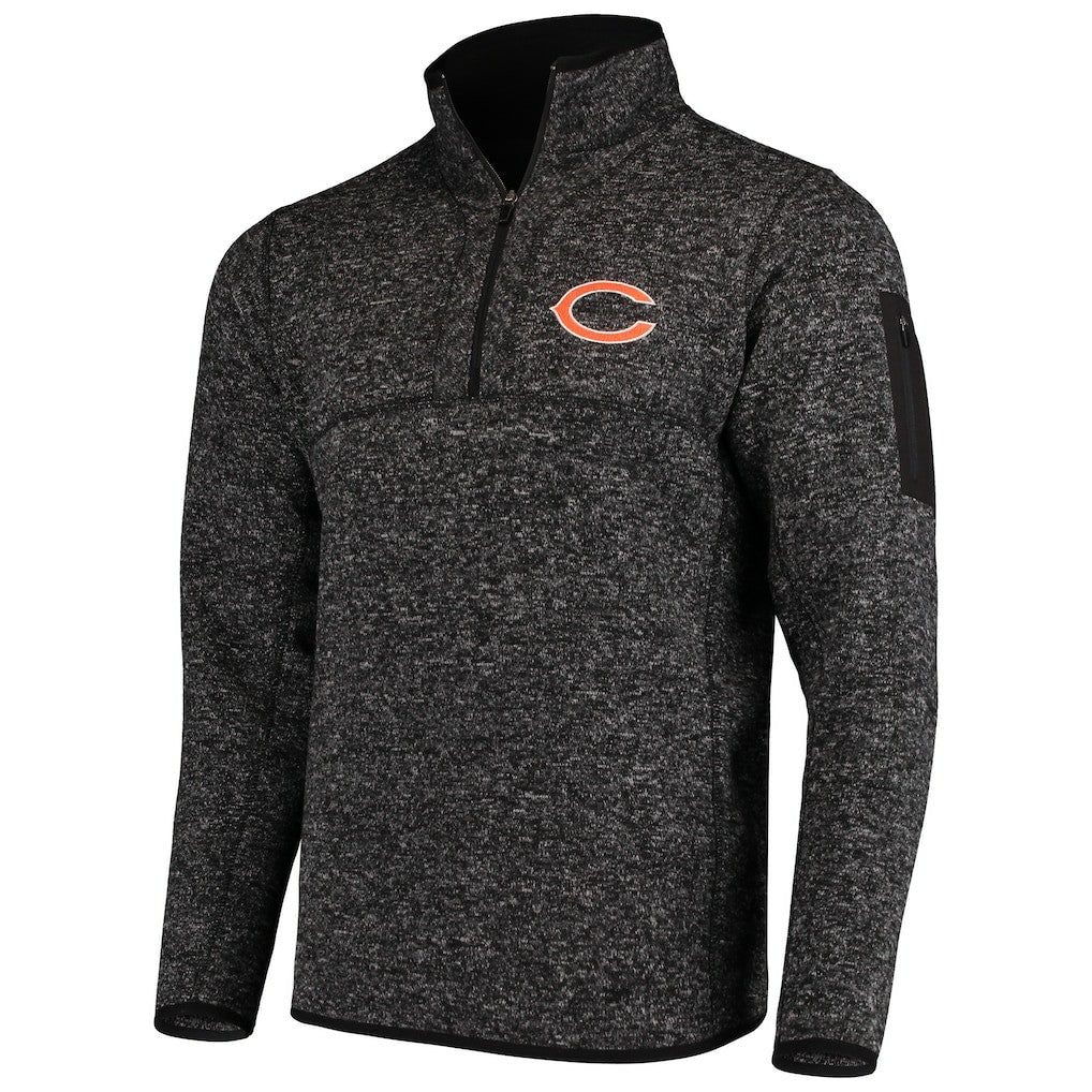 Chicago Bears Antigua Fortune Quarter-Zip Pullover Jacket Heather Black - NFL