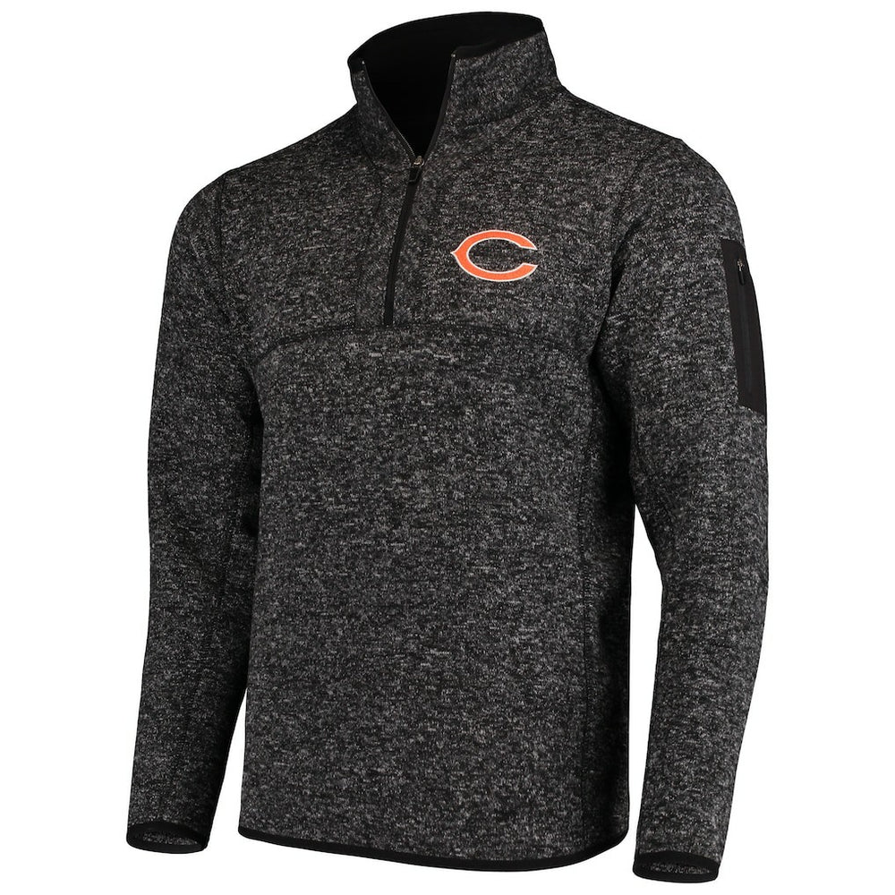 Chicago Bears Antigua Fortune Quarter-Zip Pullover Jacket Heather Black - NFL
