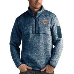 Chicago Bears Antigua Fortune Quarter-Zip Pullover Jacket Heather Navy - NFL