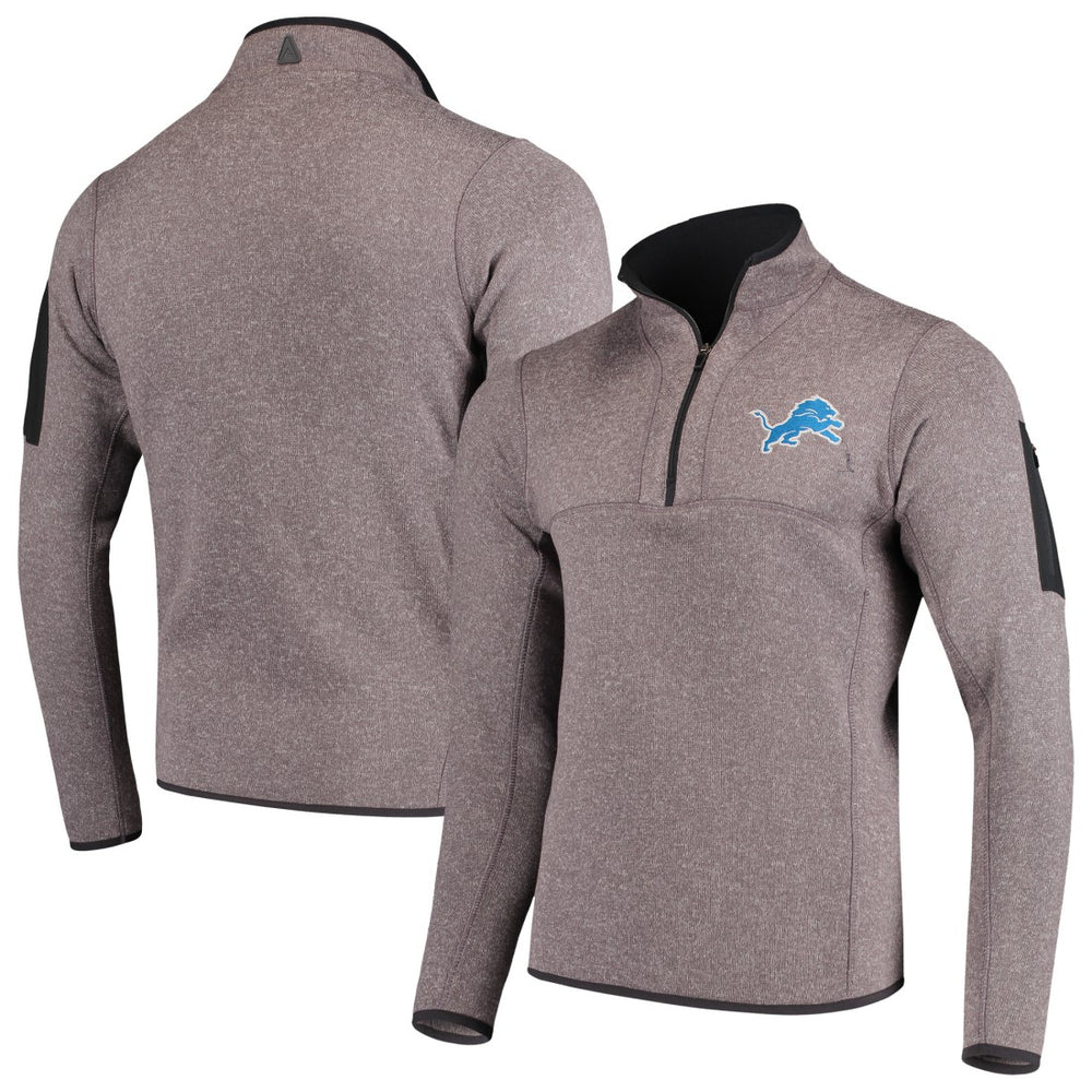 Detroit Lions Antigua Fortune Quarter-Zip Pullover Jacket Charcoal - NFL