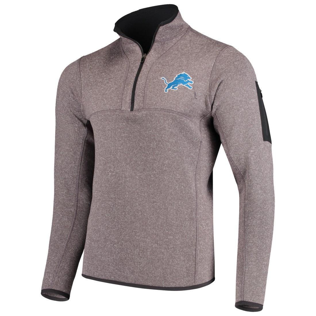 Detroit Lions Antigua Fortune Quarter-Zip Pullover Jacket Charcoal - NFL