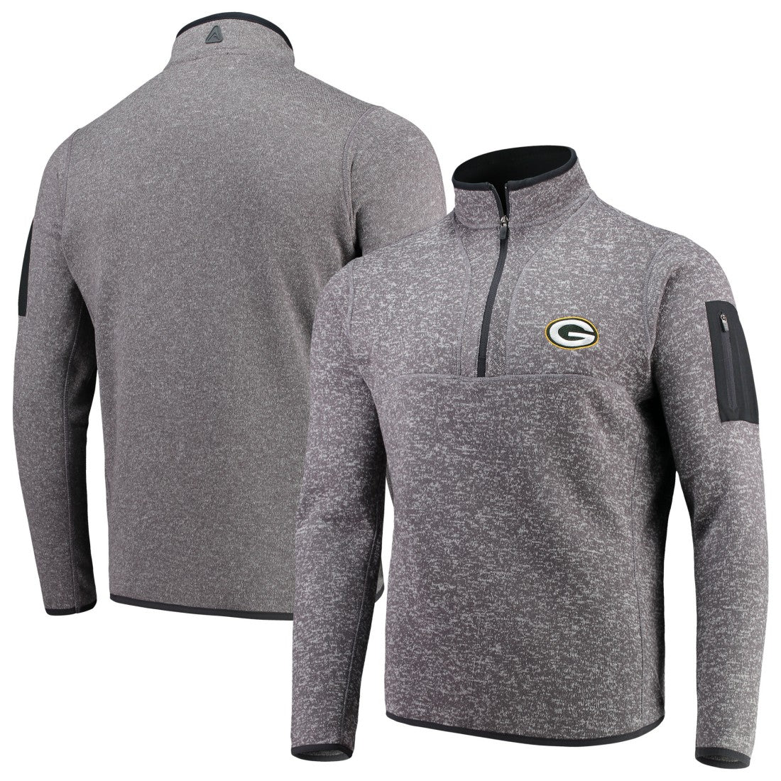 Green Bay Packers Antigua Fortune Quarter-Zip Pullover Jacket Charcoal - NFL
