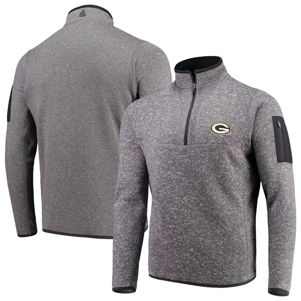 Green Bay Packers Antigua Fortune Quarter-Zip Pullover Jacket Charcoal - NFL