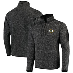 Green Bay Packers Antigua Fortune Quarter-Zip Pullover Jacket Heather Black - NFL