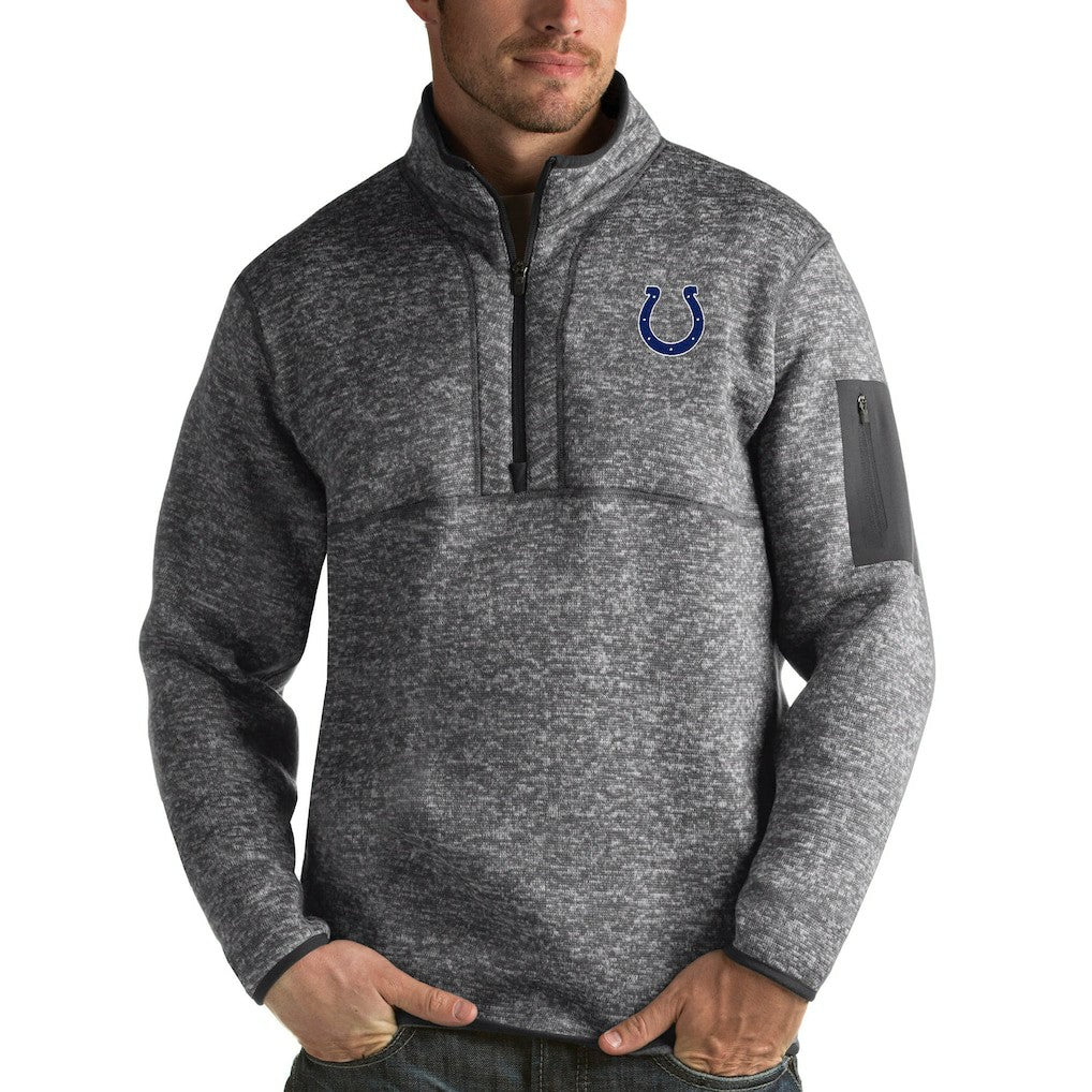 Indianapolis Colts Antigua Fortune Quarter-Zip Pullover Jacket Charcoal - NFL