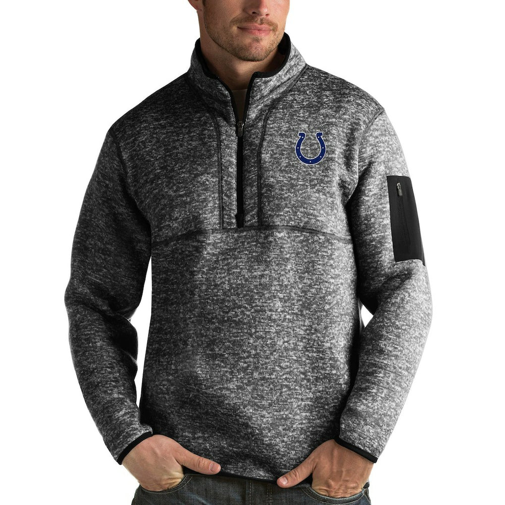 Indianapolis Colts Antigua Fortune Quarter-Zip Pullover Jacket Heather Black - NFL