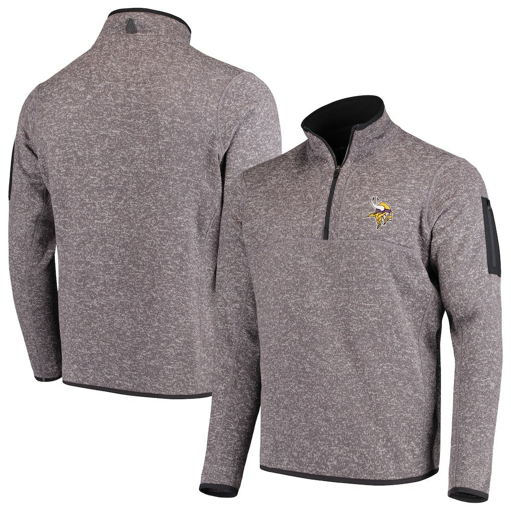 Minnesota Vikings Antigua Fortune Quarter-Zip Pullover Jacket Charcoal - NFL