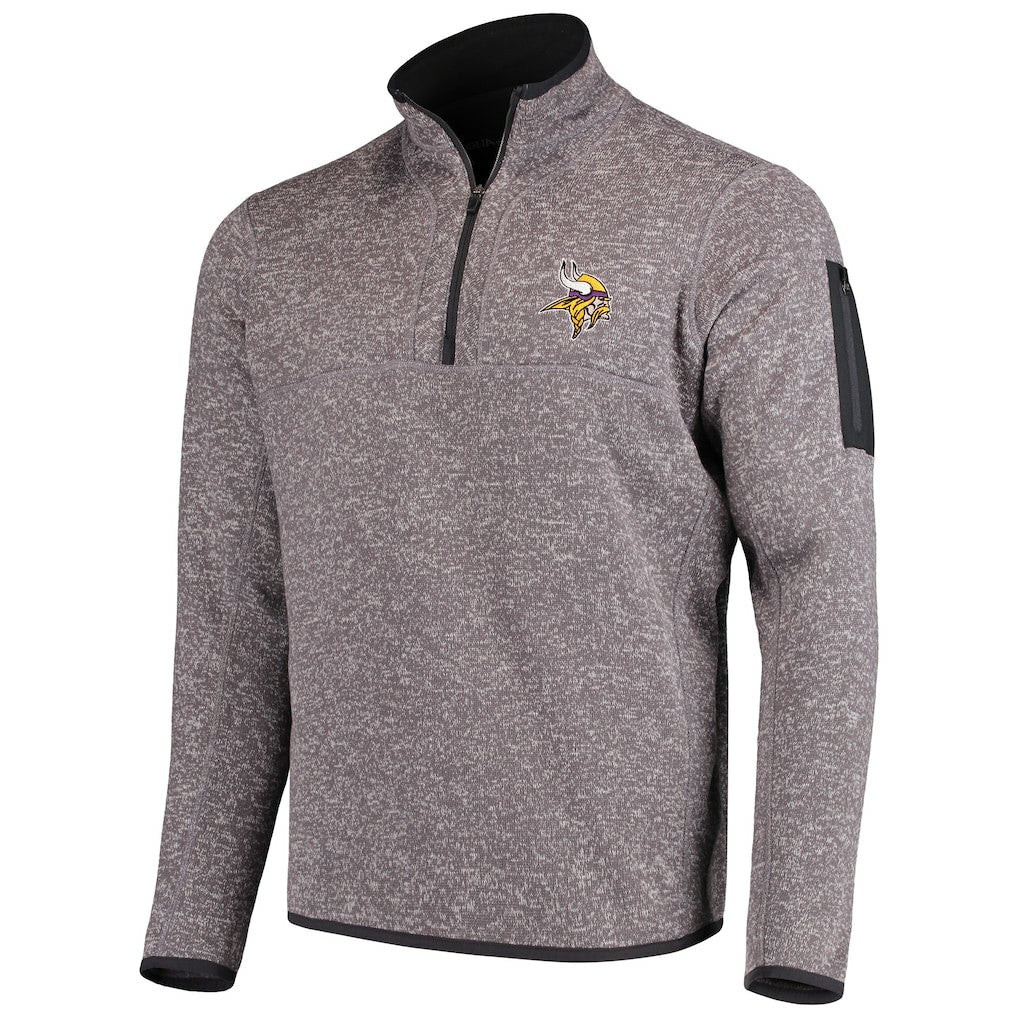 Minnesota Vikings Antigua Fortune Quarter-Zip Pullover Jacket Charcoal - NFL