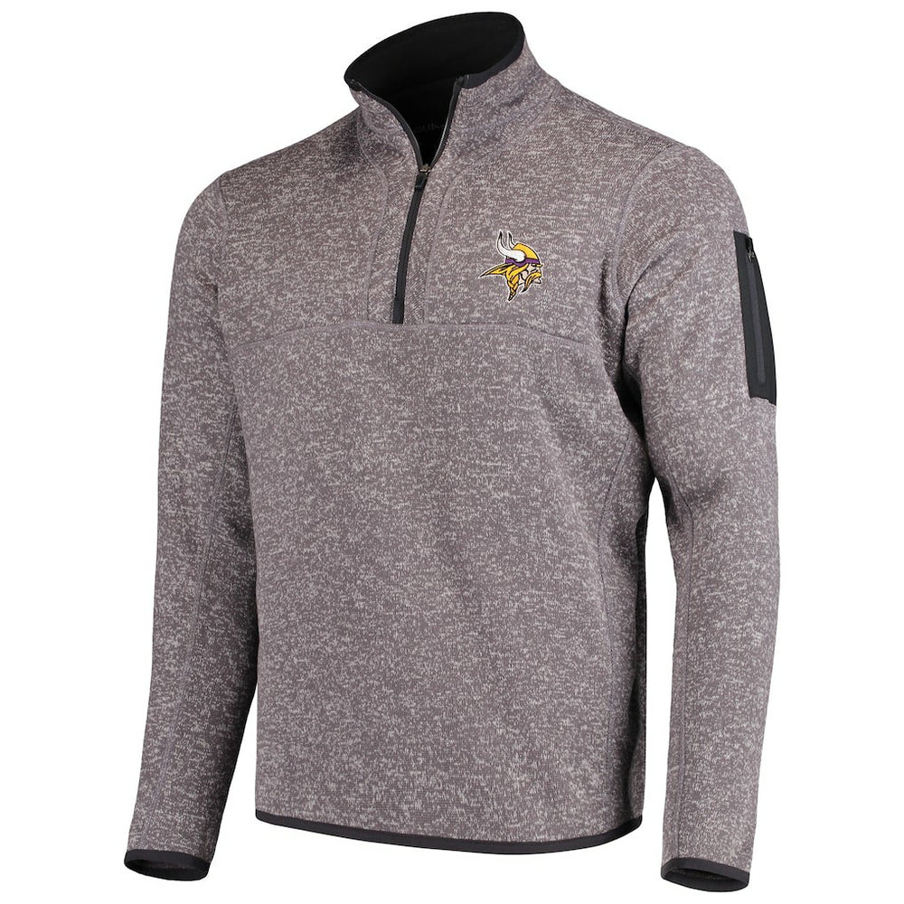 Minnesota Vikings Antigua Fortune Quarter-Zip Pullover Jacket Charcoal - NFL