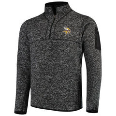 Minnesota Vikings Antigua Fortune Quarter-Zip Pullover Jacket Heather Black - NFL