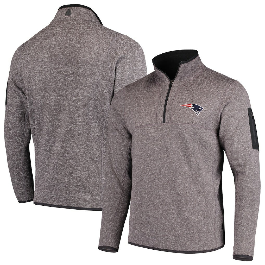 New England Patriots Antigua Fortune Quarter-Zip Pullover Jacket Charcoal - NFL