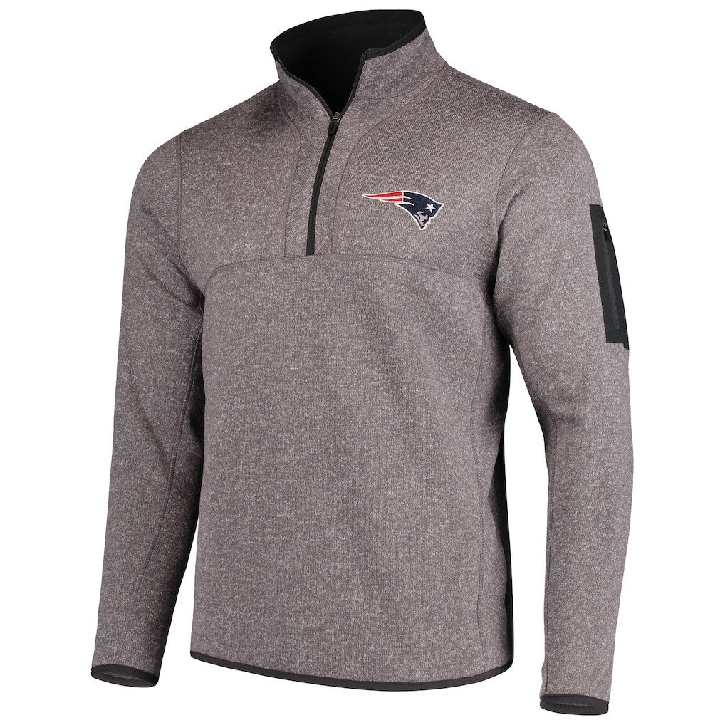 New England Patriots Antigua Fortune Quarter-Zip Pullover Jacket Charcoal - NFL