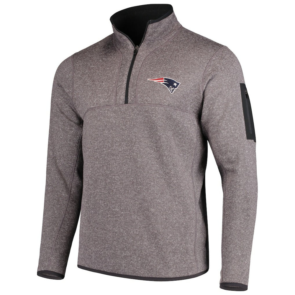 New England Patriots Antigua Fortune Quarter-Zip Pullover Jacket Charcoal - NFL
