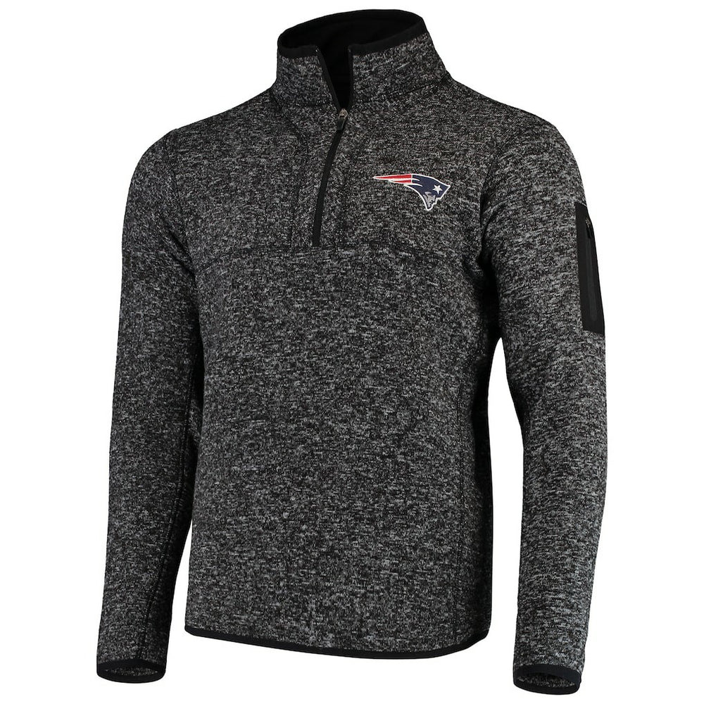New England Patriots Antigua Fortune Quarter-Zip Pullover Jacket Heather Black - NFL