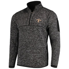 New Orleans Saints Antigua Fortune Quarter-Zip Pullover Jacket Heather Black - NFL