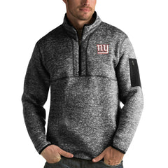 New York Giants Antigua Fortune Quarter-Zip Pullover Jacket Heather Black - NFL