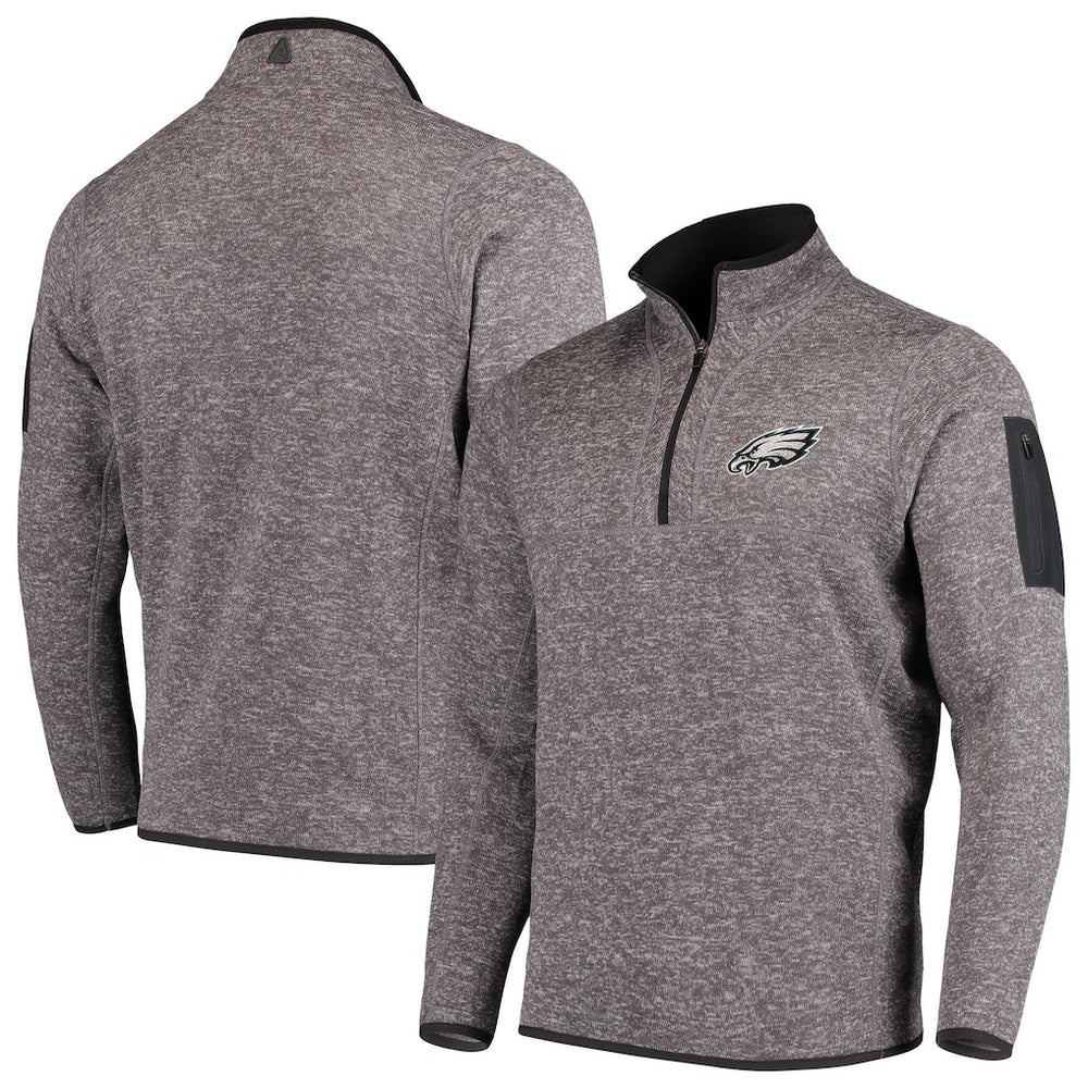 Philadelphia Eagles Antigua Fortune Quarter-Zip Pullover Jacket Charcoal - NFL