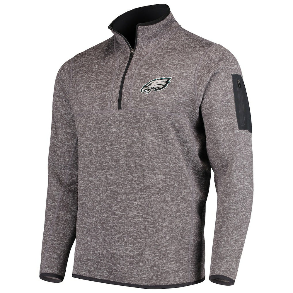Philadelphia Eagles Antigua Fortune Quarter-Zip Pullover Jacket Charcoal - NFL