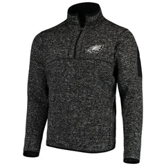 Philadelphia Eagles Antigua Fortune Quarter-Zip Pullover Jacket Heather Black - NFL