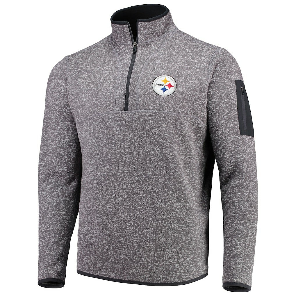 Pittsburgh Steelers Antigua Fortune Quarter-Zip Pullover Jacket Charcoal - NFL