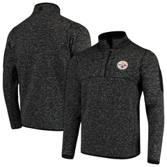 Pittsburgh Steelers Antigua Fortune Quarter-Zip Pullover Jacket Heather Black - NFL