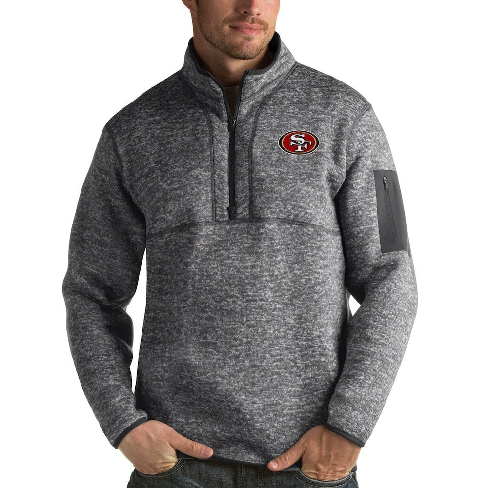 San Francisco 49ers Antigua Fortune Quarter-Zip Pullover Jacket Charcoal - NFL