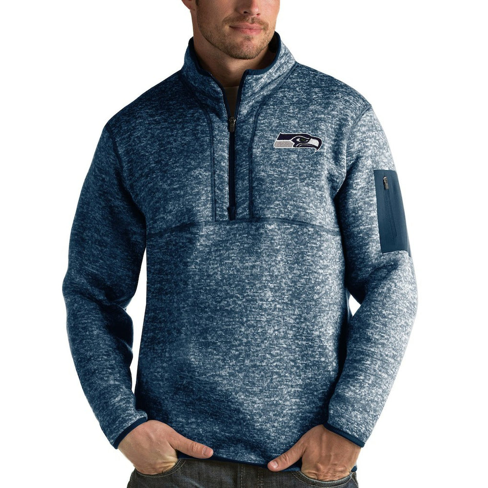 Seattle Seahawks Antigua Fortune Quarter-Zip Pullover Jacket Navy - NFL
