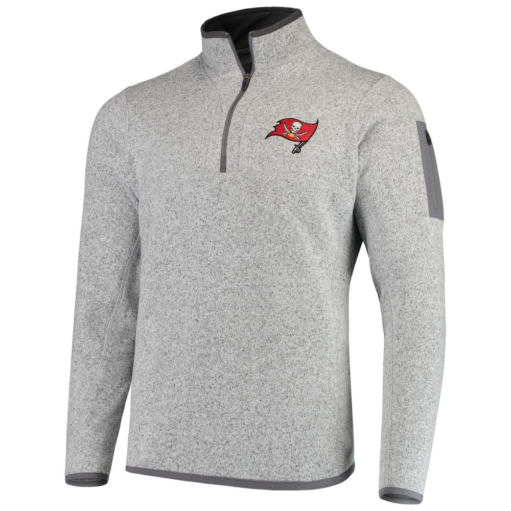 Tampa Bay Buccaneers Antigua Fortune Quarter-Zip Pullover Jacket Heather Black - NFL