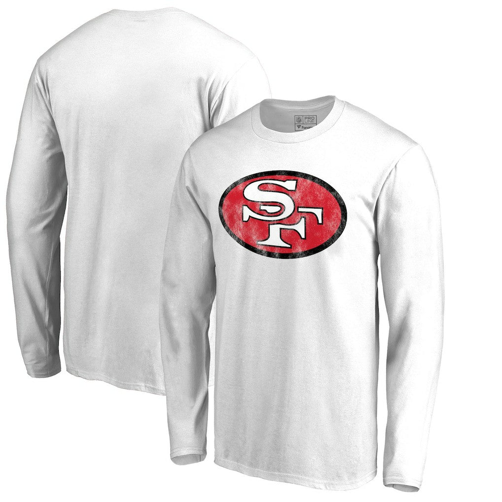 San Francisco 49ers Throwback Logo Long Sleeve T-shirt White - NFL