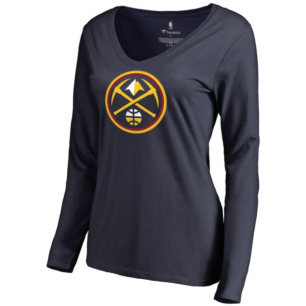 NBA - Nikola Jokic Denver Nuggets Women's Team Backer Name & Number Long Sleeve V-Neck T-Shirt - Navy