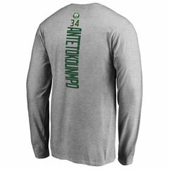 NBA - Giannis Antetokounmpo Milwaukee Bucks Team Backer Name & Number Long Sleeve T-Shirt - Heathered Gray