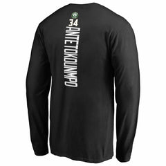 NBA - Giannis Antetokounmpo Milwaukee Bucks Team Backer Name & Number Long Sleeve T-Shirt - Black