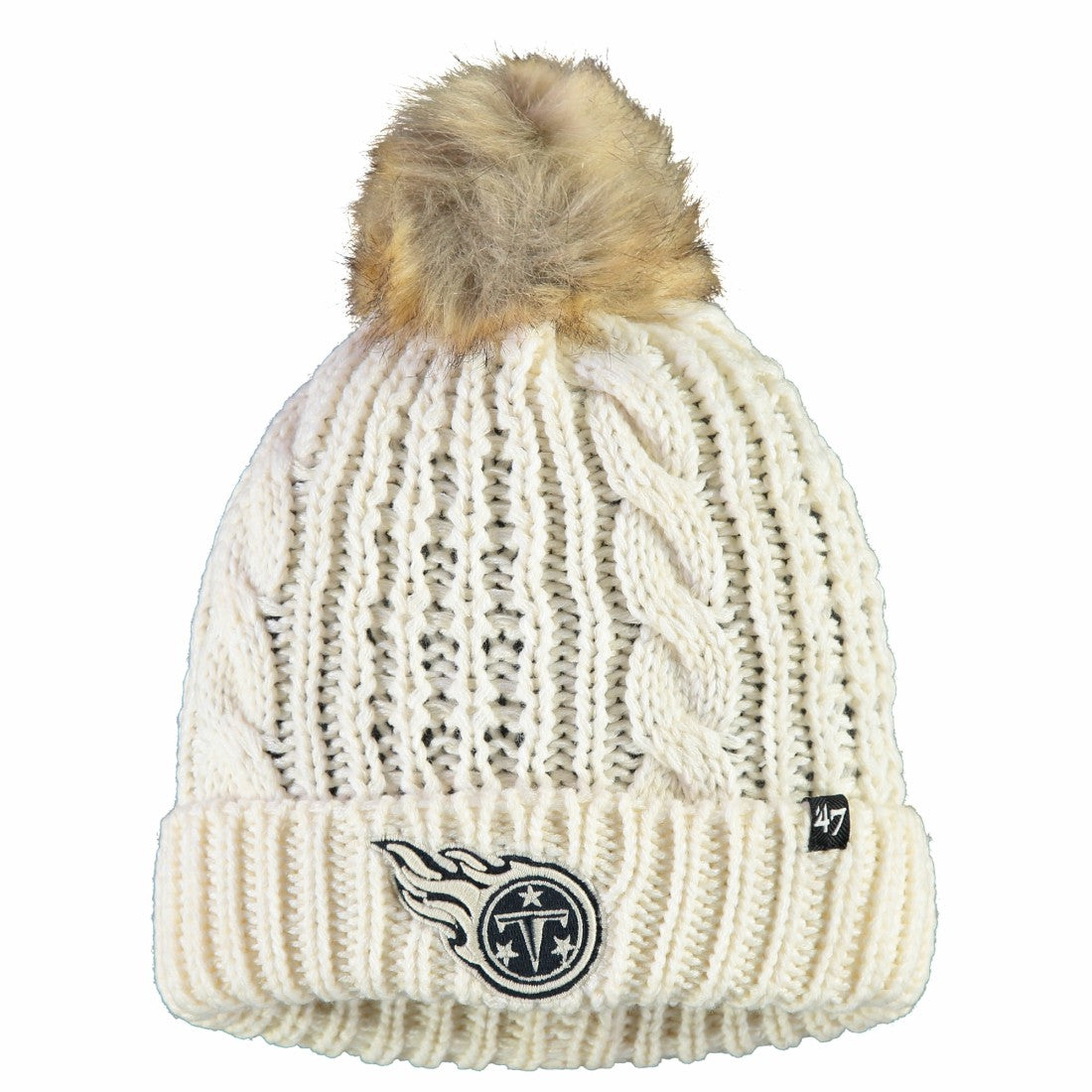Tennessee Titans '47 Women's Meeko Cuffed Knit Hat With Pom Cream - 47 brand