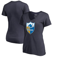 Los Angeles Chargers Women's Retro Shield Logo V-Neck T-Shirt Navy - NFL