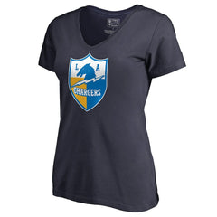 Los Angeles Chargers Women's Retro Shield Logo V-Neck T-Shirt Navy - NFL