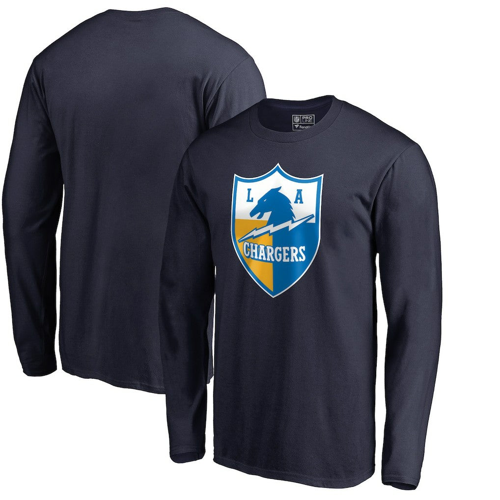 Los Angeles Chargers Vintage Shield Logo Long Sleeve T-Shirt Navy - NFL