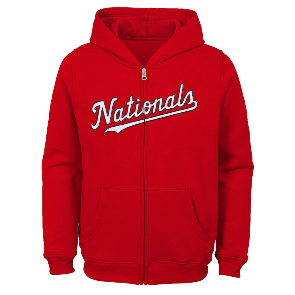 Washington Nationals Youth Team Color Wordmark Full-Zip Hoodie Lifestyle